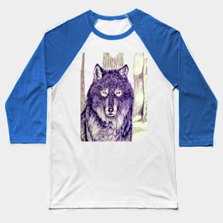 Wolf - blue ink Baseball T-Shirt
